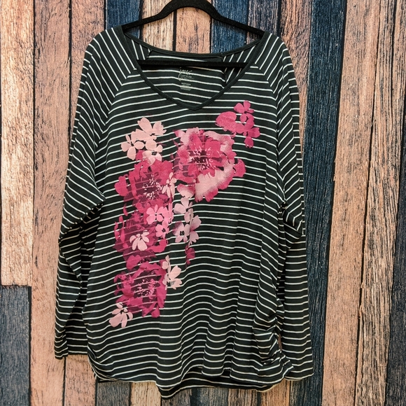 Stripe with Floral Print Top - Picture 4 of 5